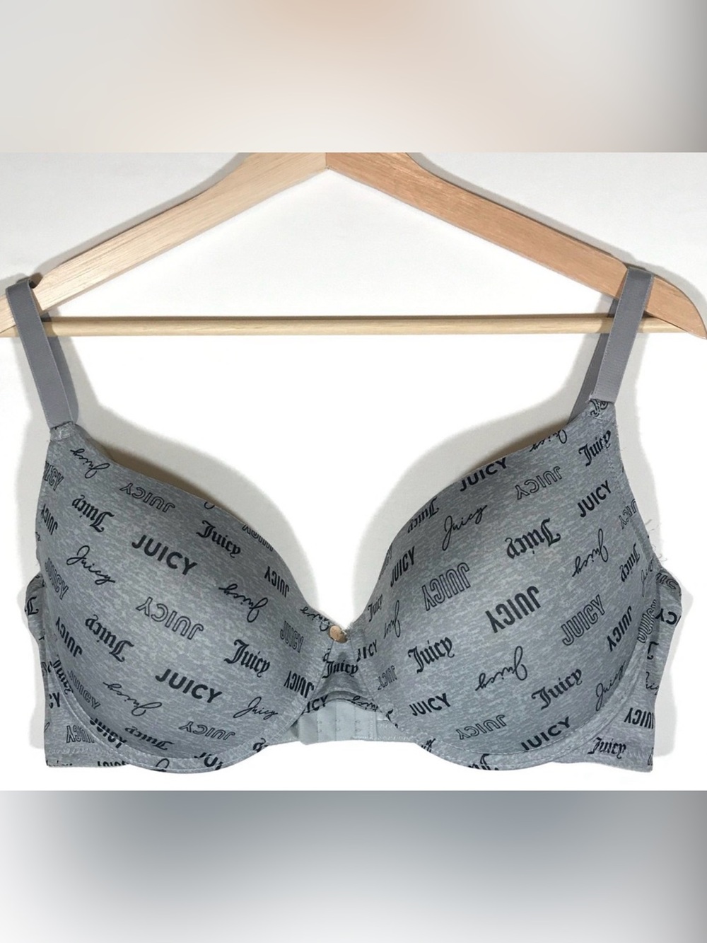 Juicy Couture Light Gray Logo Print T-Shirt Bra
